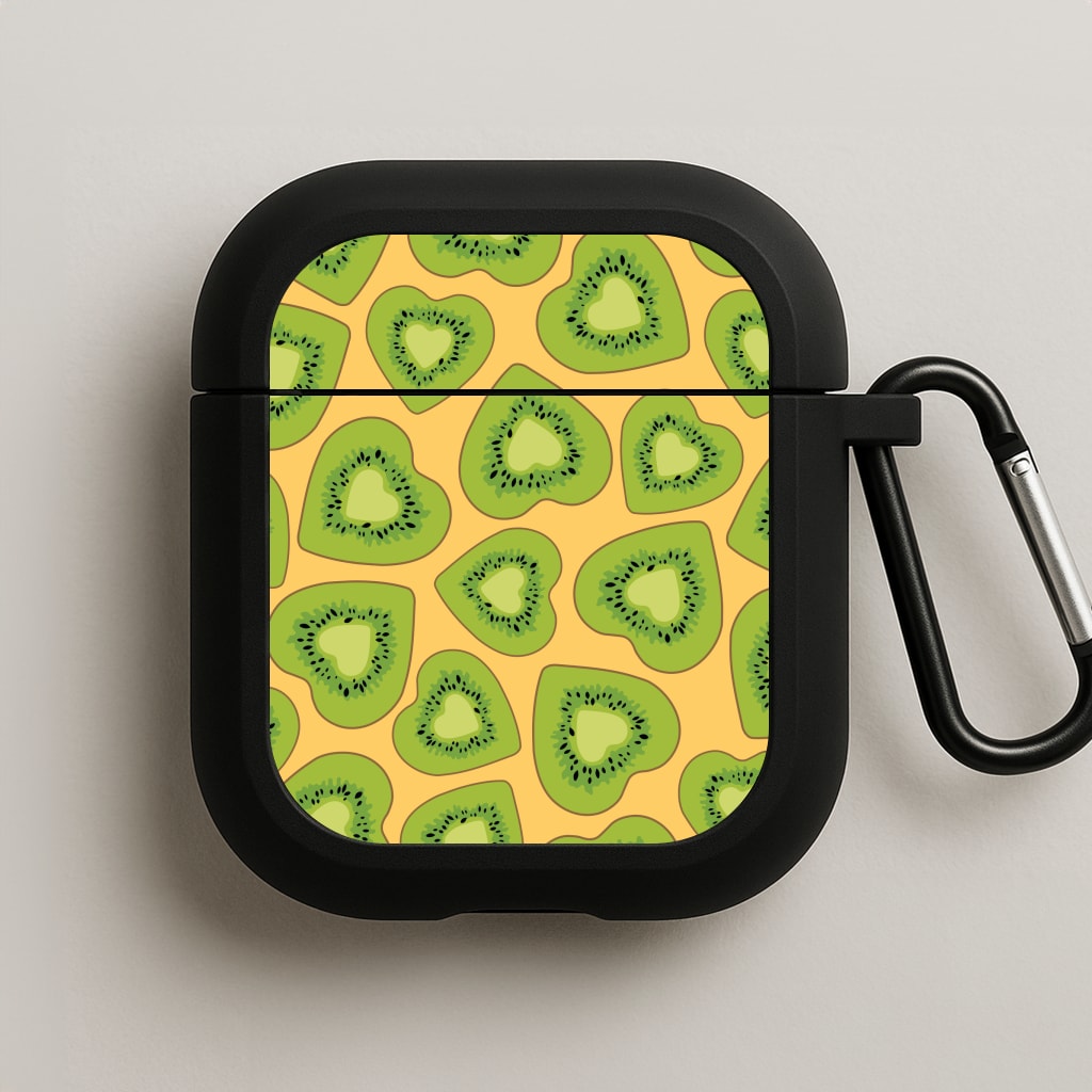 Kiwi Hearts Pattern AirPods Case