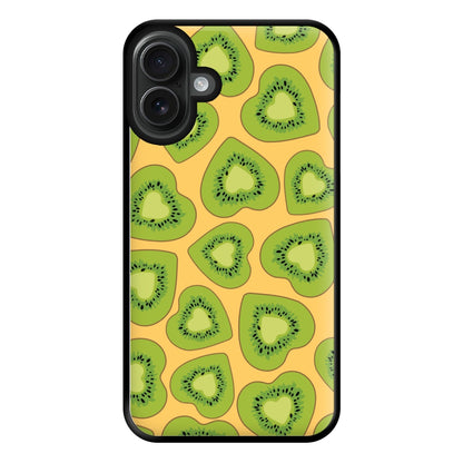Kiwi Hearts Pattern Phone Case for iPhone 16 Plus