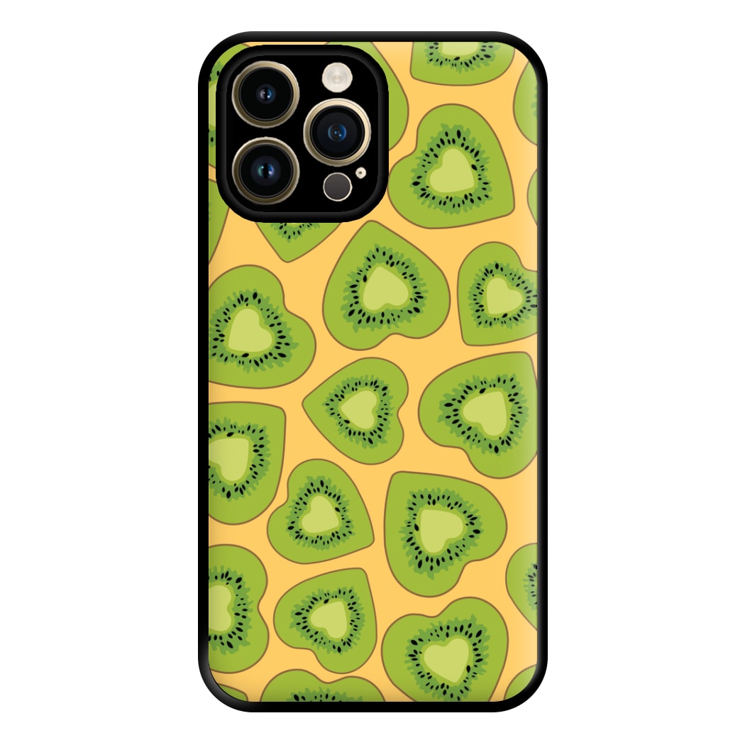 Kiwi Hearts Pattern Phone Case for iPhone 14 Pro Max