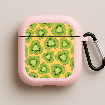 Kiwi Hearts Pattern Pink AirPods Case