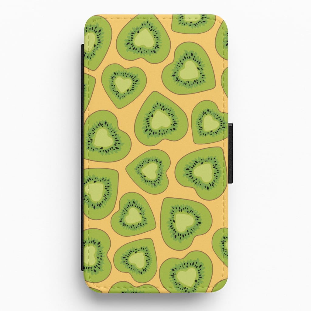Kiwi Hearts Pattern Flip / Wallet Phone Case
