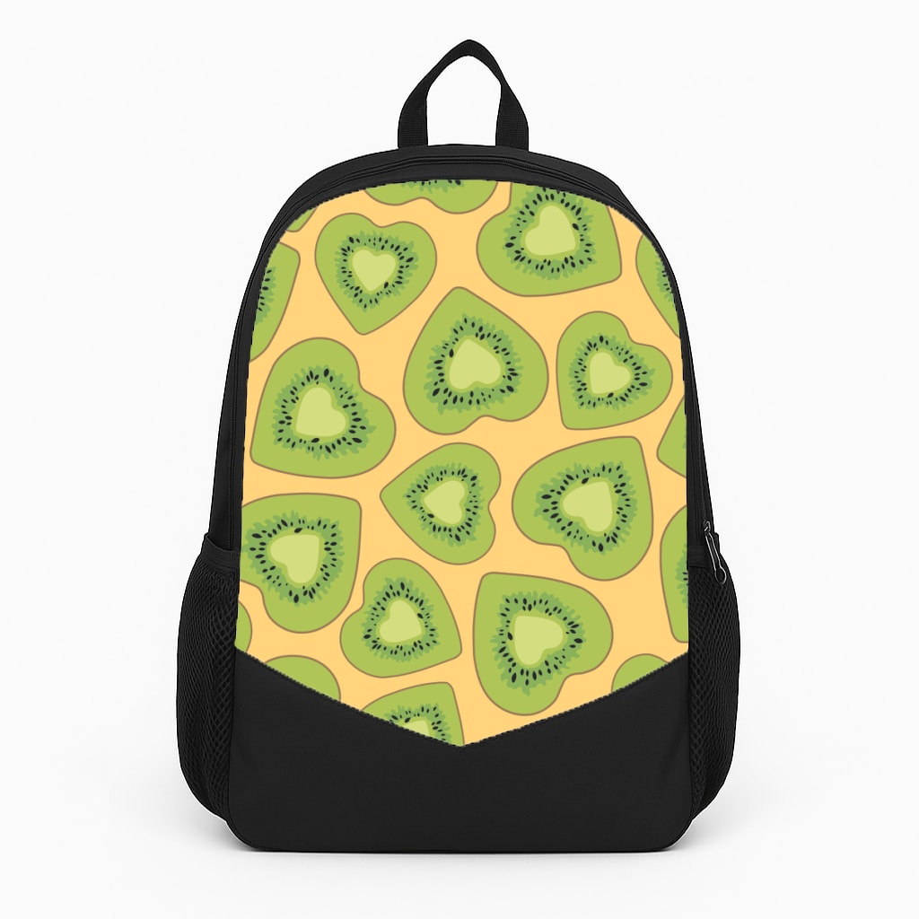Kiwi Hearts Pattern Large Backpack