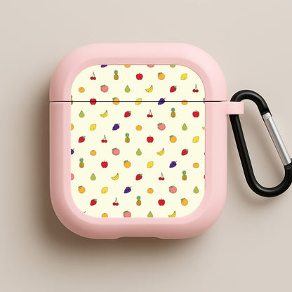 Miniature Fruits Pattern Pink AirPods Case