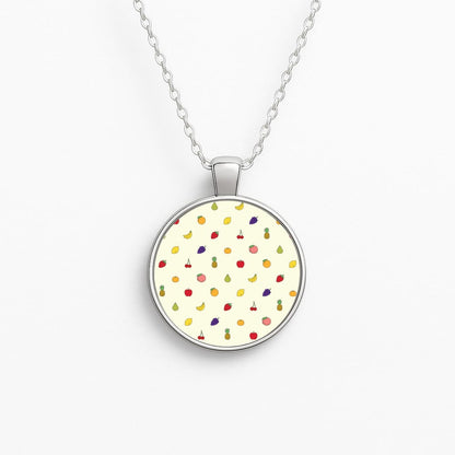 Miniature Fruits Pattern Circle Necklace
