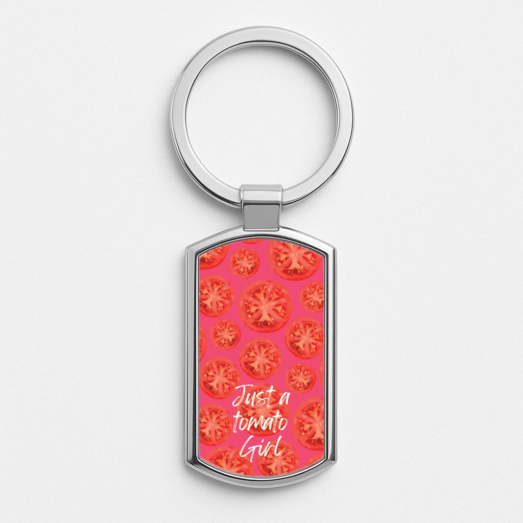 Just A Tomato Girl Silver Keyring