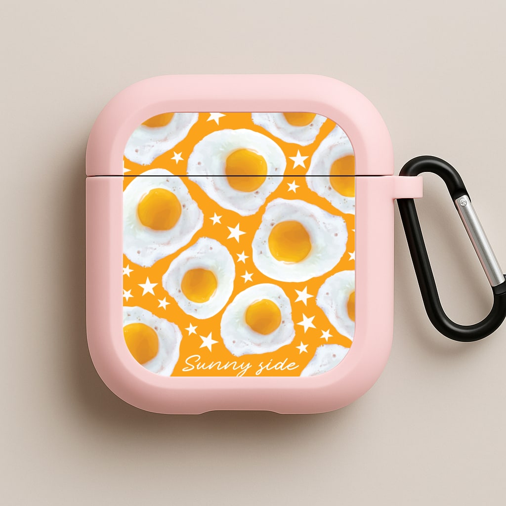 Sunny Side Up Egg Pattern Pink AirPods Case