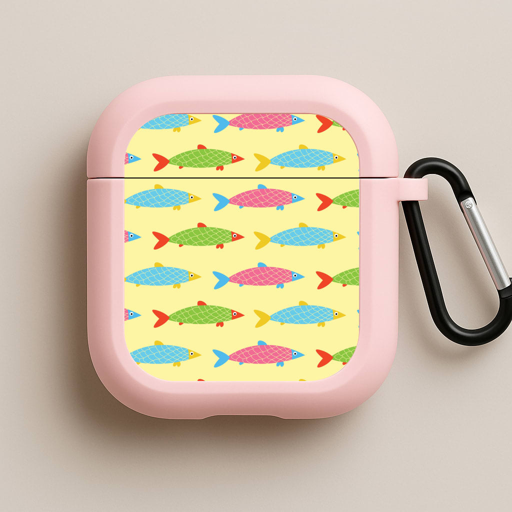 Colourful Cartoon Fish Pattern Pink AirPods Case