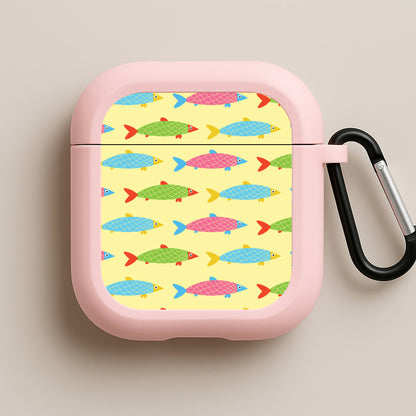 Colourful Cartoon Fish Pattern Pink AirPods Case