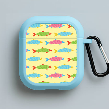 Colourful Cartoon Fish Pattern Blue AirPods Case