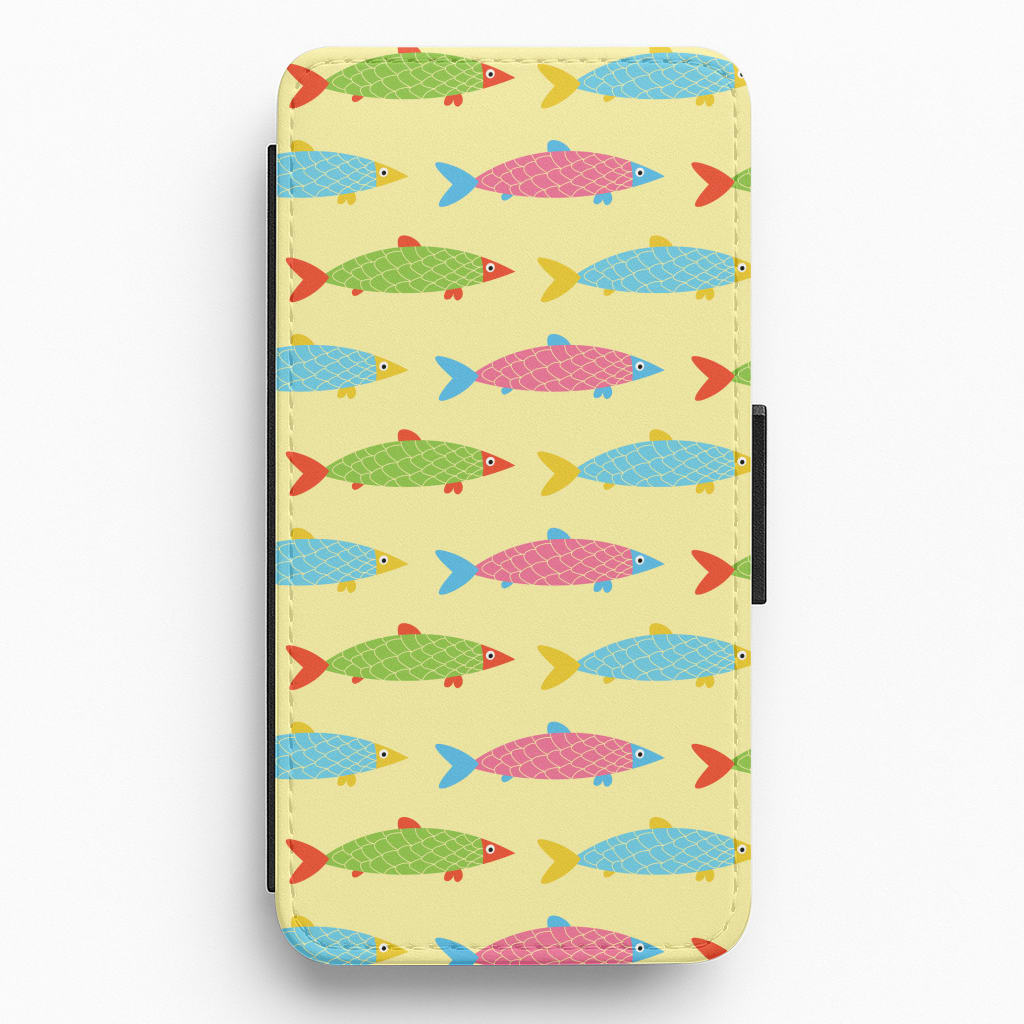 Colourful Cartoon Fish Pattern Flip / Wallet Phone Case