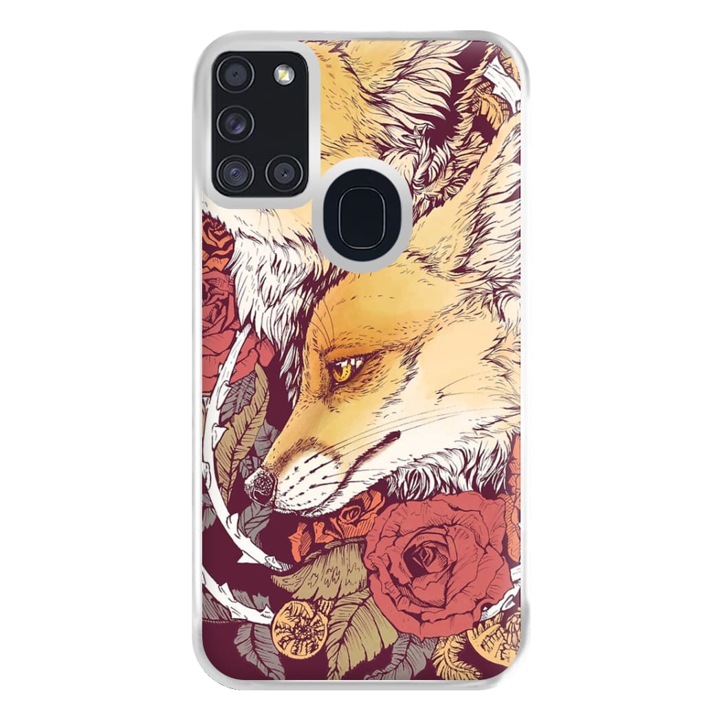 Red Fox Bloom Phone Case for Galaxy A21s