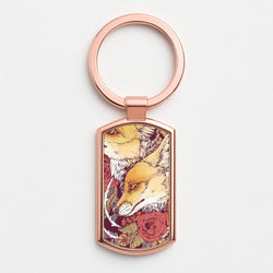 Red Fox Bloom Rose Gold Keyring