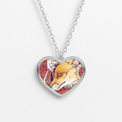 Red Fox Bloom Heart Necklace
