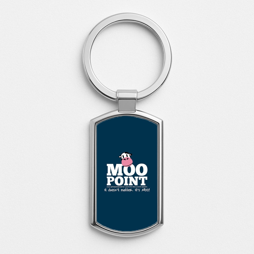 A Moo Point Silver Keyring