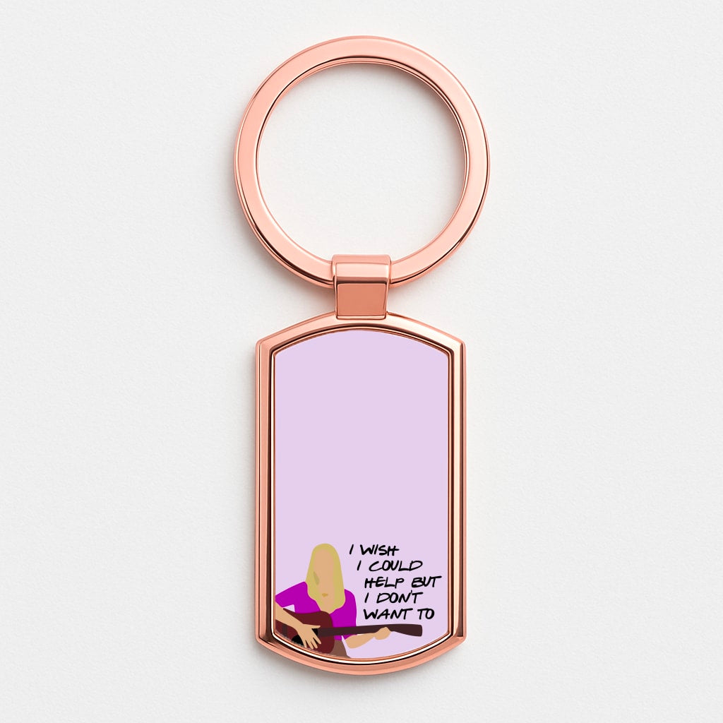I Wish I Could Help But I Don't Want To Rose Gold Keyring
