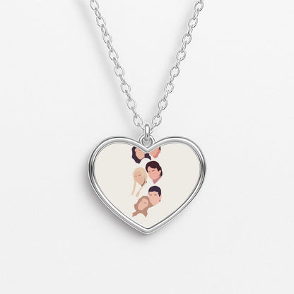 Cast Faces Heart Necklace