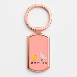 Homies Chick And Duck Rose Gold Keyring