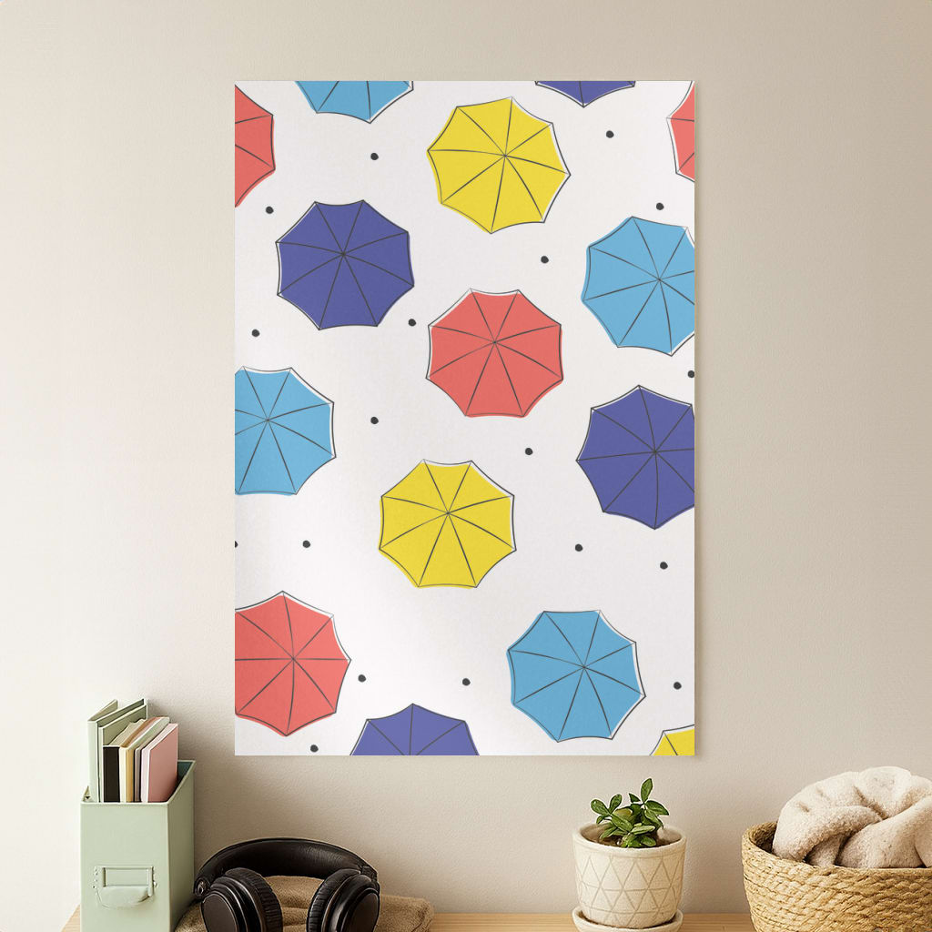 Colourful Umbrellas Pattern Poster