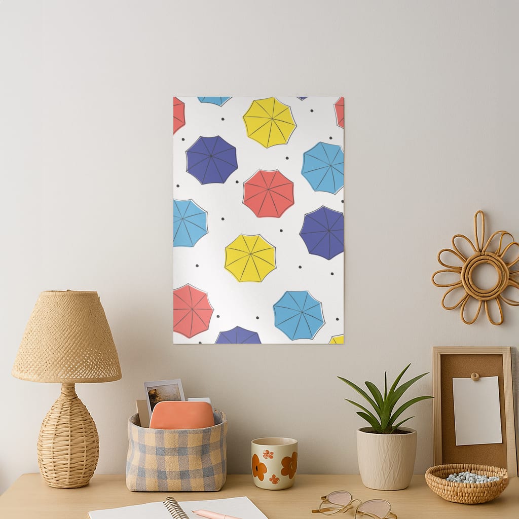 Colourful Umbrellas Pattern Art Print
