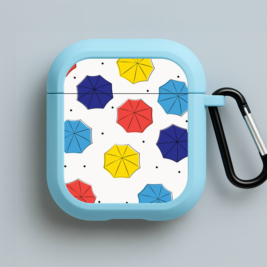 Colourful Umbrellas Pattern Blue AirPods Case