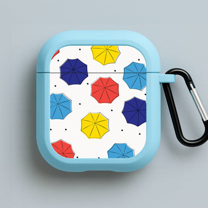 Colourful Umbrellas Pattern Blue AirPods Case