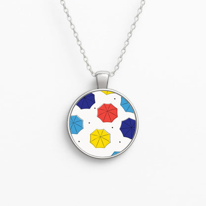 Colourful Umbrellas Pattern Circle Necklace