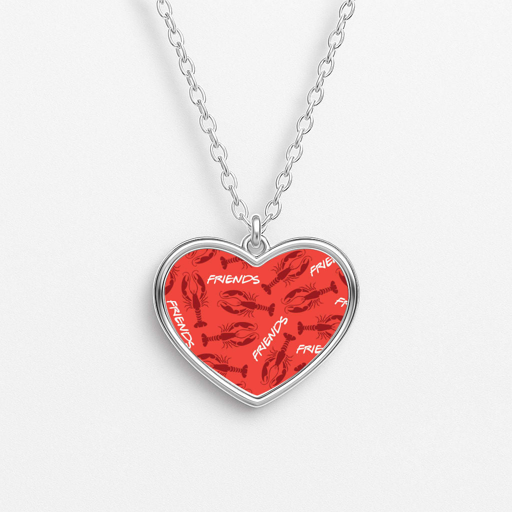 Sitcom Red Lobsters Pattern Heart Necklace