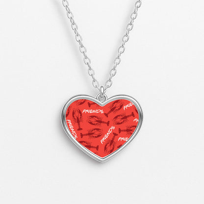 Sitcom Red Lobsters Pattern Heart Necklace