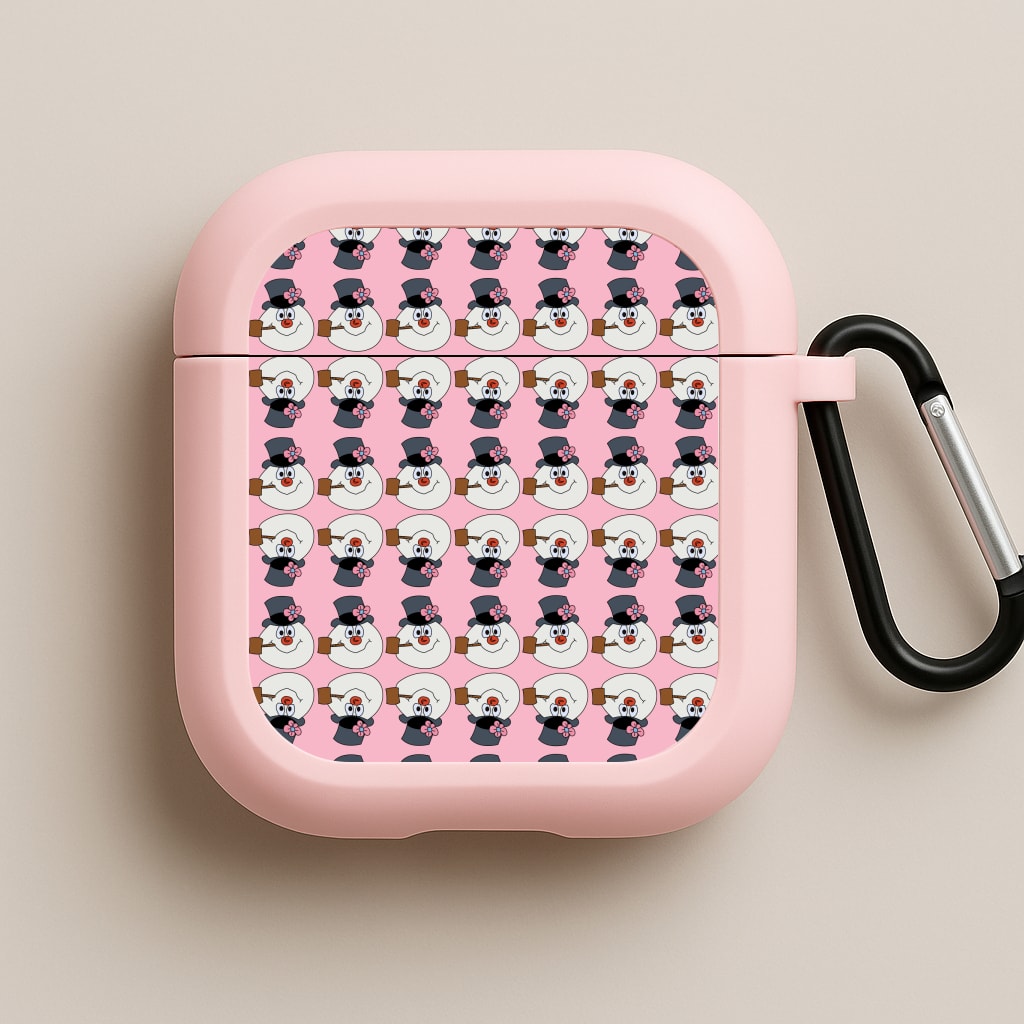 Pattern - Snowman Pink AirPods Case