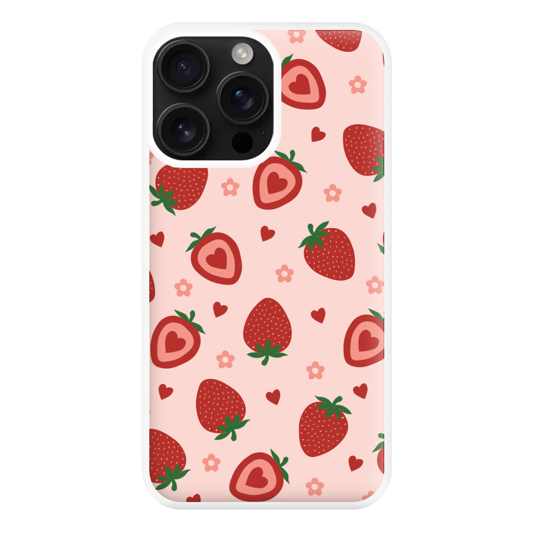 Strawberries And Hearts - Fruit Patterns Phone Case