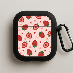 Strawberries And Hearts - Fruit Patterns AirPods Case