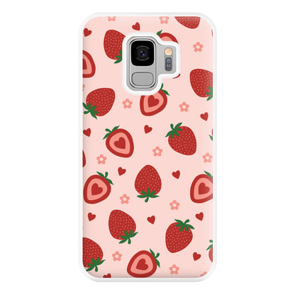 Strawberries And Hearts - Fruit Patterns Phone Case for Galaxy S9 Plus