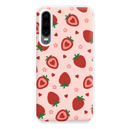 Strawberries And Hearts - Fruit Patterns Phone Case for Huawei P30