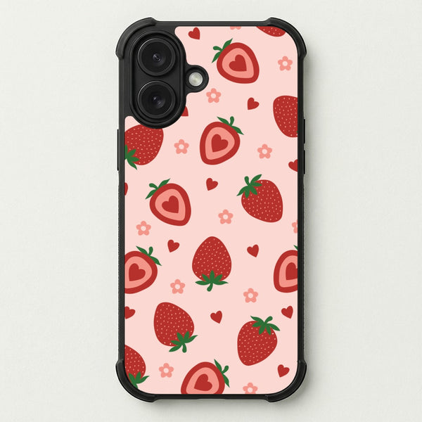 Strawberries And Hearts - Fruit Patterns Phone Case — Bumper case