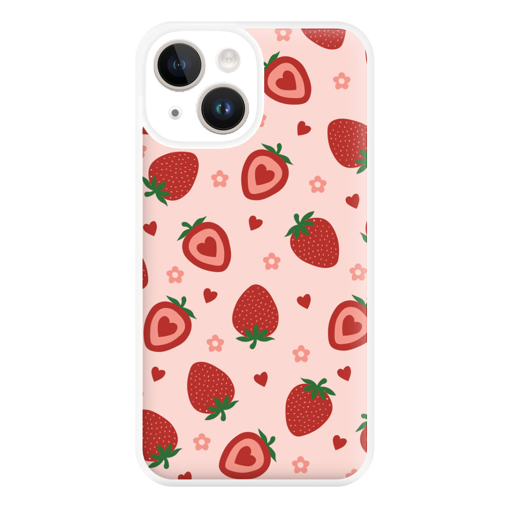 Strawberries And Hearts - Fruit Patterns Phone Case for iPhone 14