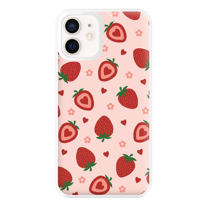 Strawberries And Hearts - Fruit Patterns Phone Case for iPhone 13 Mini