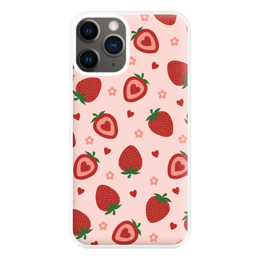 Strawberries And Hearts - Fruit Patterns Phone Case for iPhone 12 Pro Max