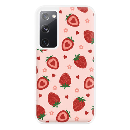 Strawberries And Hearts - Fruit Patterns Phone Case for Galaxy S20FE