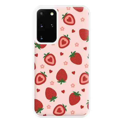 Strawberries And Hearts - Fruit Patterns Phone Case for Galaxy S20 Plus