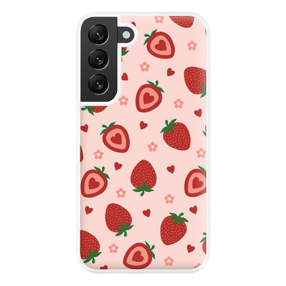 Strawberries And Hearts - Fruit Patterns Phone Case for Galaxy S22 Plus