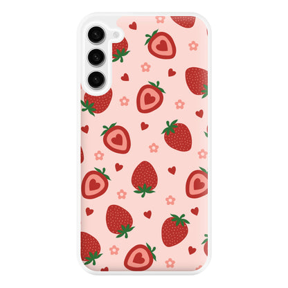 Strawberries And Hearts - Fruit Patterns Phone Case for Galaxy S23FE