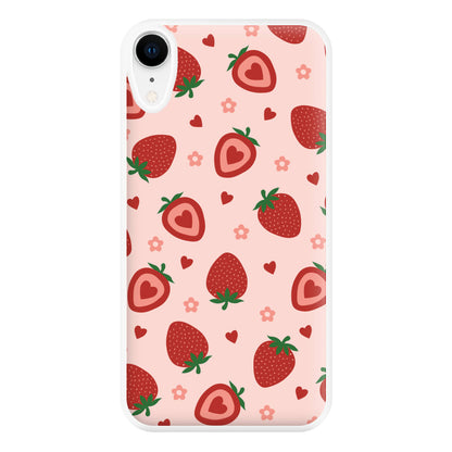 Strawberries And Hearts - Fruit Patterns Phone Case for iPhone XR