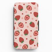 Strawberries And Hearts - Fruit Patterns Flip / Wallet Phone Case 1