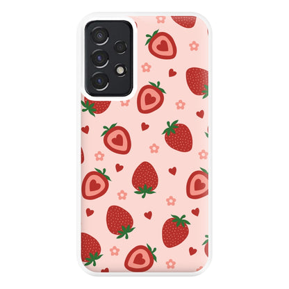 Strawberries And Hearts - Fruit Patterns Phone Case for Galaxy A52 / A52s