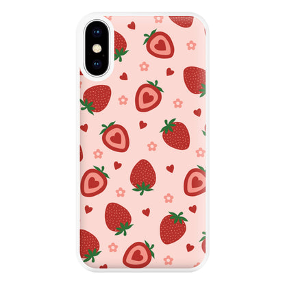 Strawberries And Hearts - Fruit Patterns Phone Case for iPhone XS Max