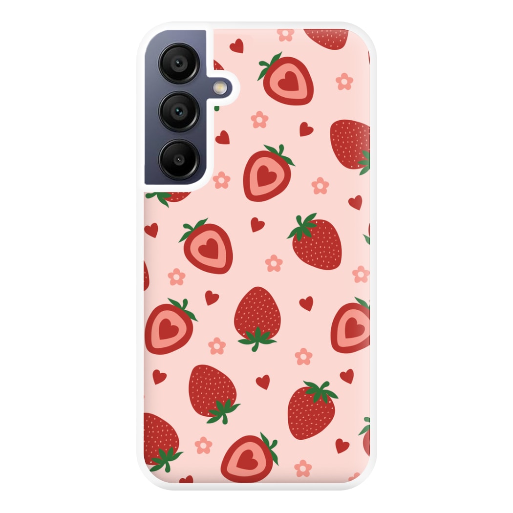 Strawberries And Hearts - Fruit Patterns Phone Case for Galaxy A16