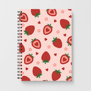 Strawberries And Hearts - Fruit Patterns Notebook 1