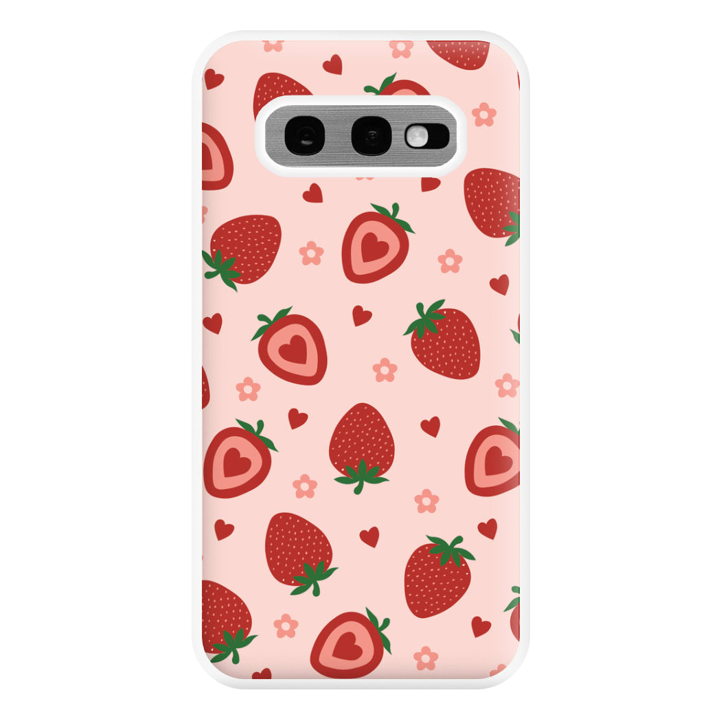 Strawberries And Hearts - Fruit Patterns Phone Case for Galaxy S10e