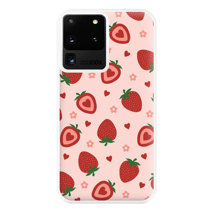 Strawberries And Hearts - Fruit Patterns Phone Case for Galaxy S20 Ultra