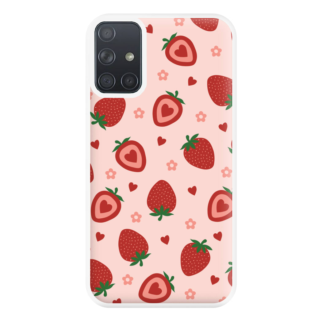 Strawberries And Hearts - Fruit Patterns Phone Case for Galaxy A71